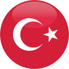 Illustration of Circle button Icon of national flag of Turkey