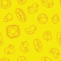 Naklejka premium Outline Rubber Duck Swim Seamless Pattern Vector illustration for Print, Wallpaper, Decoration.