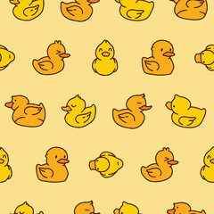 Collection of Rubber Duck Seamless Pattern Vector illustration for Print, Wallpaper, Decoration.