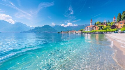 Scenic view of Lake Como, Italy with luxury villas