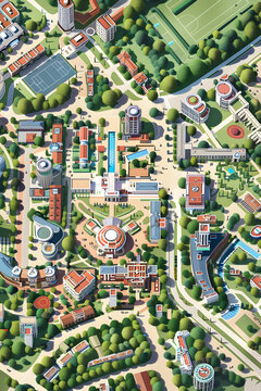 Comprehensive and Detailed University Campus Map Highlighting Important Landmarks, Facilities, and Infrastructure