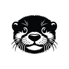 Marine Majesty Vector Illustration of Sea Otter head face in Silhouette