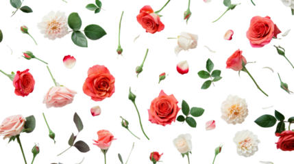 Creative Layout with Beautiful Flowers on a transparent  background, graphic design, gra