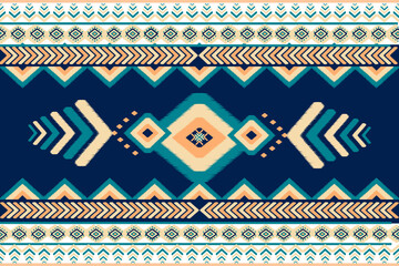 Ethnic ikat lgeometric folklore ornament. Tribal ethnic vector texture. Seamless striped pattern in Aztec style. Figure tribal embroidery. Indian, Mexican, folk pattern.ikat pattern design for decoret