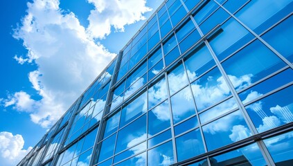 Obraz premium Ecofriendly glass office building designed for sustainability and reducing carbon footprint . Concept Sustainable Architecture, Green Building Design, Ecofriendly Practices