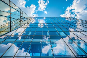 Ecofriendly glass office building designed for sustainability and reducing carbon footprint . Concept Sustainable Architecture, Green Building Design, Ecofriendly Practices