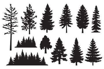 Silhouette trees collections. Abstract vector illustration