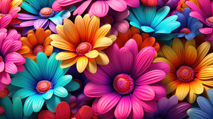 Obraz premium Dynamic abstract flower with pink center and blue and purple petals in spiral shape, radiating movement and energy.