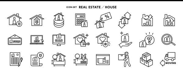 不動産・家のアイコン素材セット

〜セキュリティ、売買・賃貸・安心・安全・引越など〜