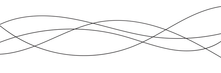 Thin line wavy background. Abstract black lines wave curve motion on white background vector.
