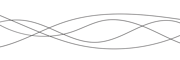 Thin line wavy background. Abstract black lines wave curve motion on white background vector.