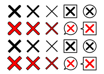 いろいろなバツのアイコンセット_Various types of cross icon set