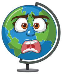 A globe with a worried expression