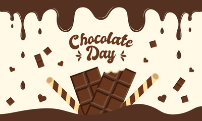 World Chocolate Day background illustration with dark chocolates