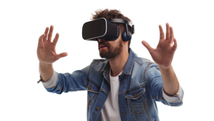 Virtual Reality Headset Technology VR Simulation metaverse hololens Experience Visualization Matrix isolated background