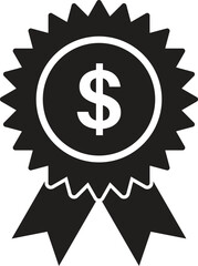 Money award icon . Dollar badge . Dollar medal icon vector