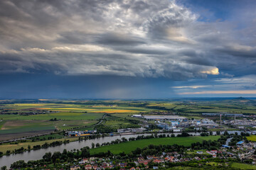 View to Central Bohemian Upland from  from Radobyl hill, Czech R
