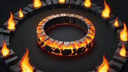 Ring of fire isolated on a black background.