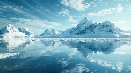 A beautiful blue ocean with a mountain range in the background