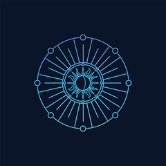 sun shine logo vector design line