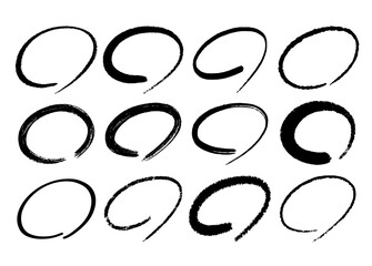 丸の手書きブラシ素材（黒）Hand-drawn circle brush material (black)