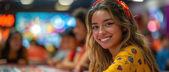 Photograph the excitement of a high-energy game of bingo, with players eagerly marking their cards and shouting out numbers.