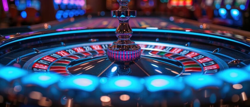 Showcase the thrill of a high-speed game of electronic roulette, with the digital display lighting up as the ball spins around the wheel.