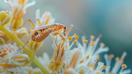 cockroach on chasmantium flower