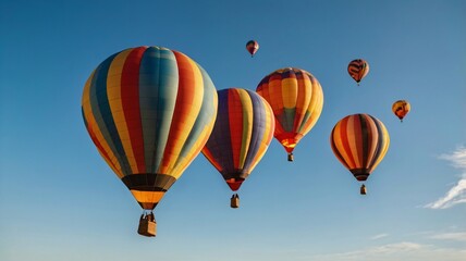Fototapeta premium Colorful hot air balloons soaring in the sky during a festival.