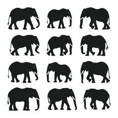 Naklejka premium A set of elephant silhouette vector
