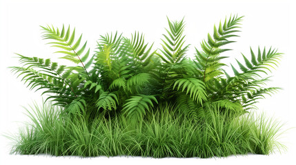 green ferns isolated on white background