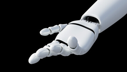 3d rendering of close up view of isolated robotic hands, AI technology assistant