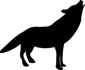 Wolf graphic icon. Wolf sits and howls sign isolated 