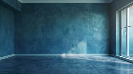 bare living room wall with blue hues 