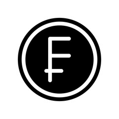 franc currency coin black glyph icon