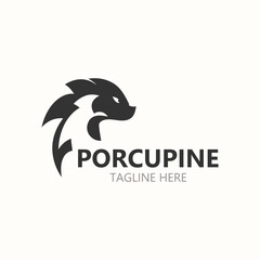 Porcupine logo design. animal vintage minimalist logo Hedgehog modern template