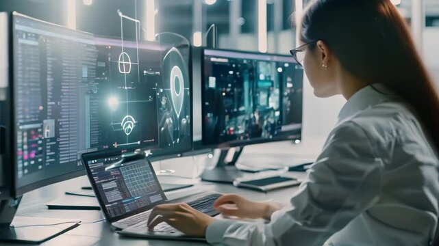 A woman seated at a desk, using a laptop computer for work or study, Collaborating with cybersecurity experts to strengthen defenses against threats