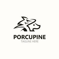 Porcupine logo design. animal vintage minimalist logo Hedgehog modern template