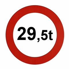 Illustration des Straßenverkehrszeichens "Maximal zulässiges Gesamtgewicht 29,5t"	