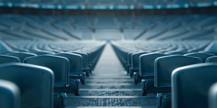 Deserted football stadium with empty seats no game and no fans. Concept Sports, Stadium, Soccer, Empty Seats, Deserted