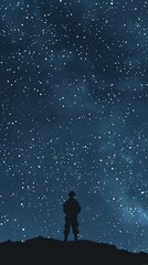 Obraz premium Illustration of a lone soldier standing