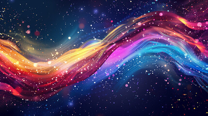 Obraz premium abstract magical background with glowing sparkling starry curvy stream effect on cosmos backdrop background 