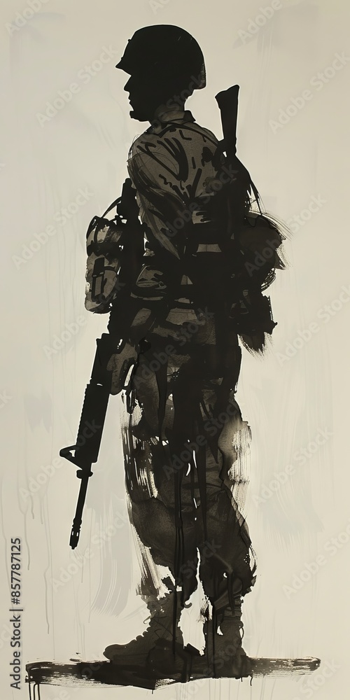 Canvas Prints Minimalist depiction of a soldier's silhouette.