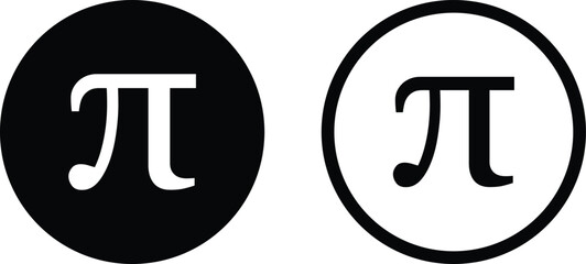 Pi symbol icon set in two styles isolated on white background .  Vector