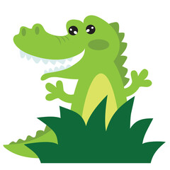 Obraz premium Cute crocodile vector cartoon illustration
