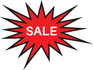 Sale burst icon with text . Red bursting icon . Vector illustration