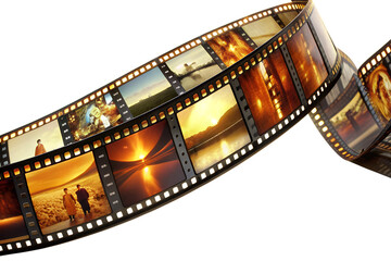 Film Strip, No Background. Perfect for: movie posters, photography concepts, cinema graphics, movie promotions, photography exhibitions, isolated film-related imagery.