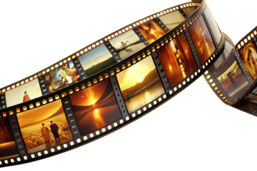 Film Strip, No Background. Perfect for: movie posters, photography concepts, cinema graphics, movie promotions, photography exhibitions, isolated film-related imagery.