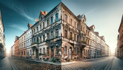 an old building in two different states, before renovation