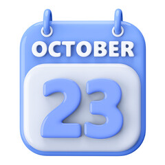 23rd October Calendar Icon 3D Render